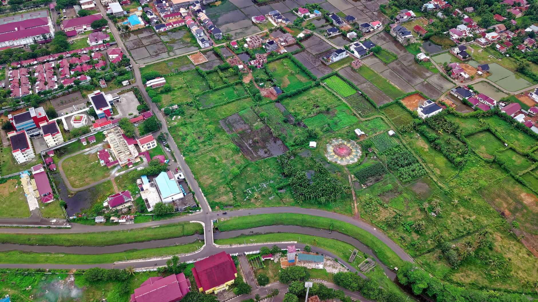 aerial view of residential area